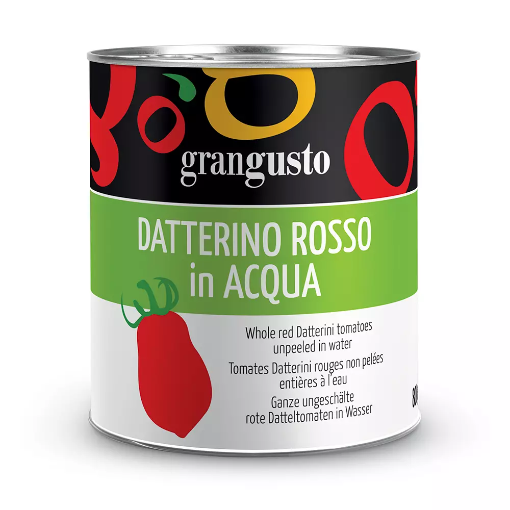 Grangusto Datterino Rosso Intero in Acqua 800g - Collo da 6pz