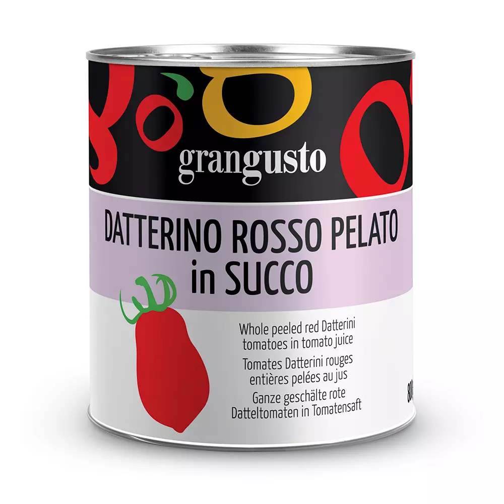Grangusto Datterino Rosso Pelato in Succo 800g - Collo da 6pz