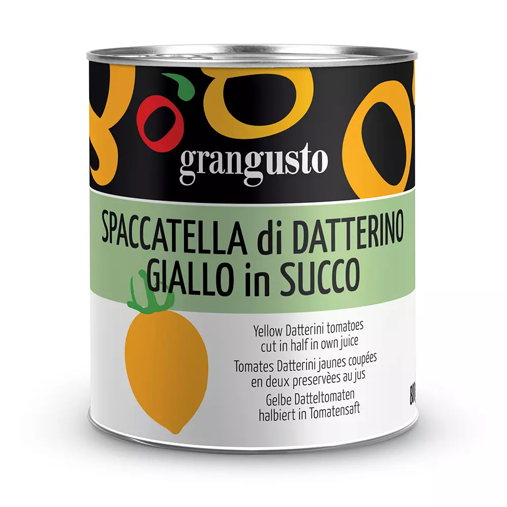 Grangusto Spaccatella di Datterino Giallo in Succo 800g - Collo da 6pz