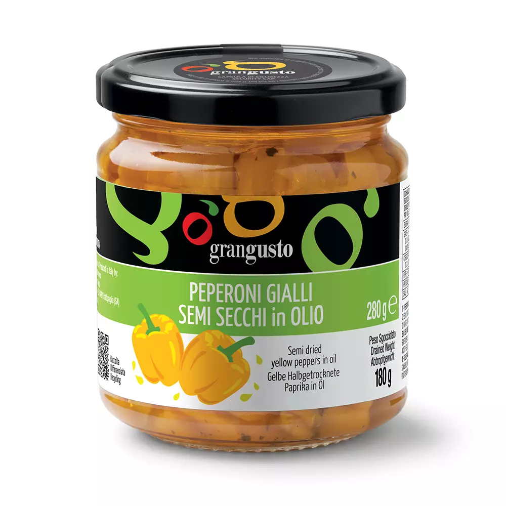 Grangusto Peperoni Gialli semi secchi in olio 280g - Collo da 6pz